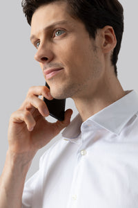 Camicia collo classico in cotone jacquard