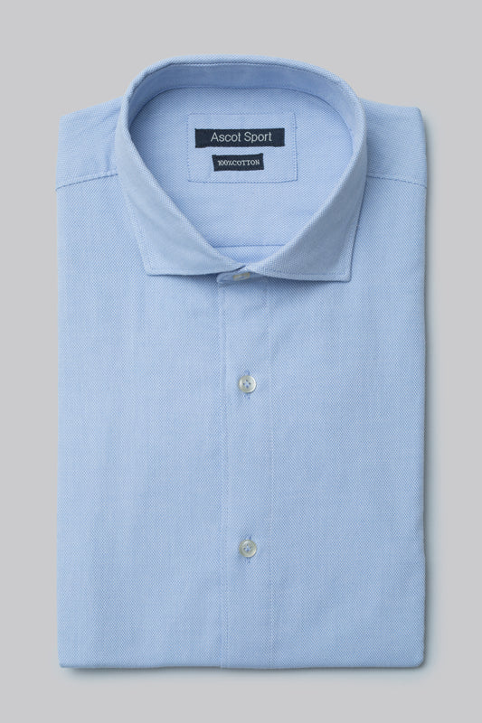 Camicia collo classico in cotone jacquard