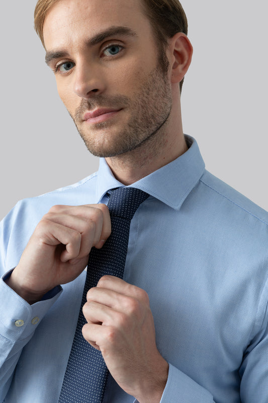 Camicia collo classico in cotone jacquard
