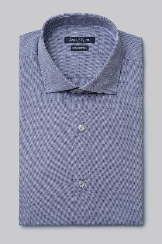 Camicia collo classico in cotone jacquard