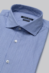Camicia in cotone jacquard rigato