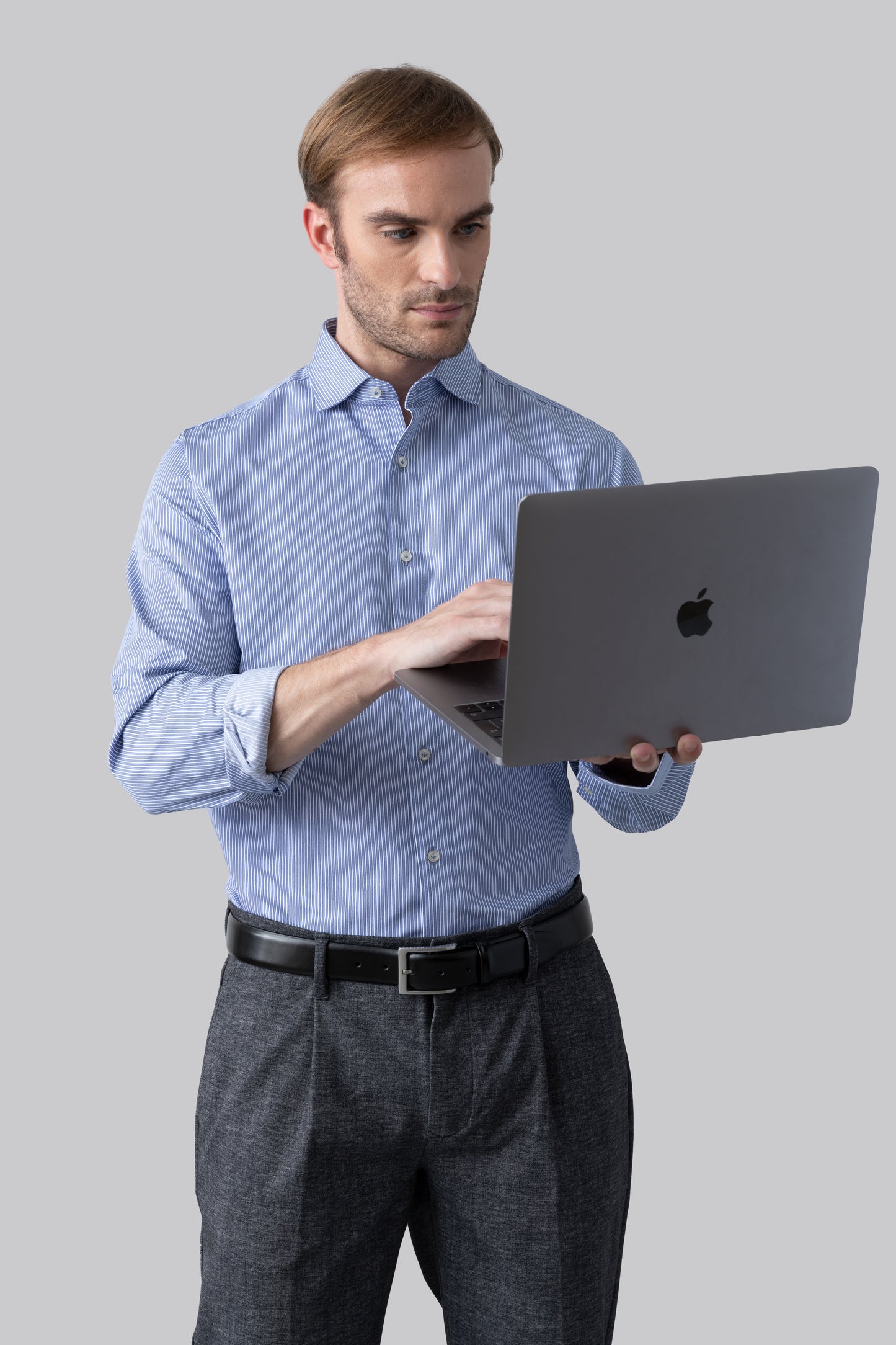 Striped jacquard cotton shirt