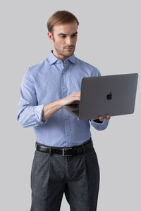 Camicia in cotone jacquard rigato