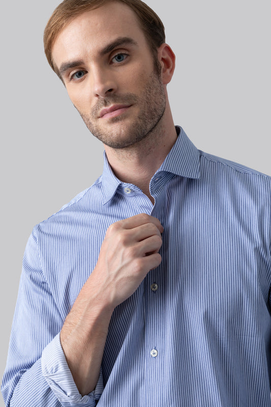 Camicia in cotone jacquard rigato