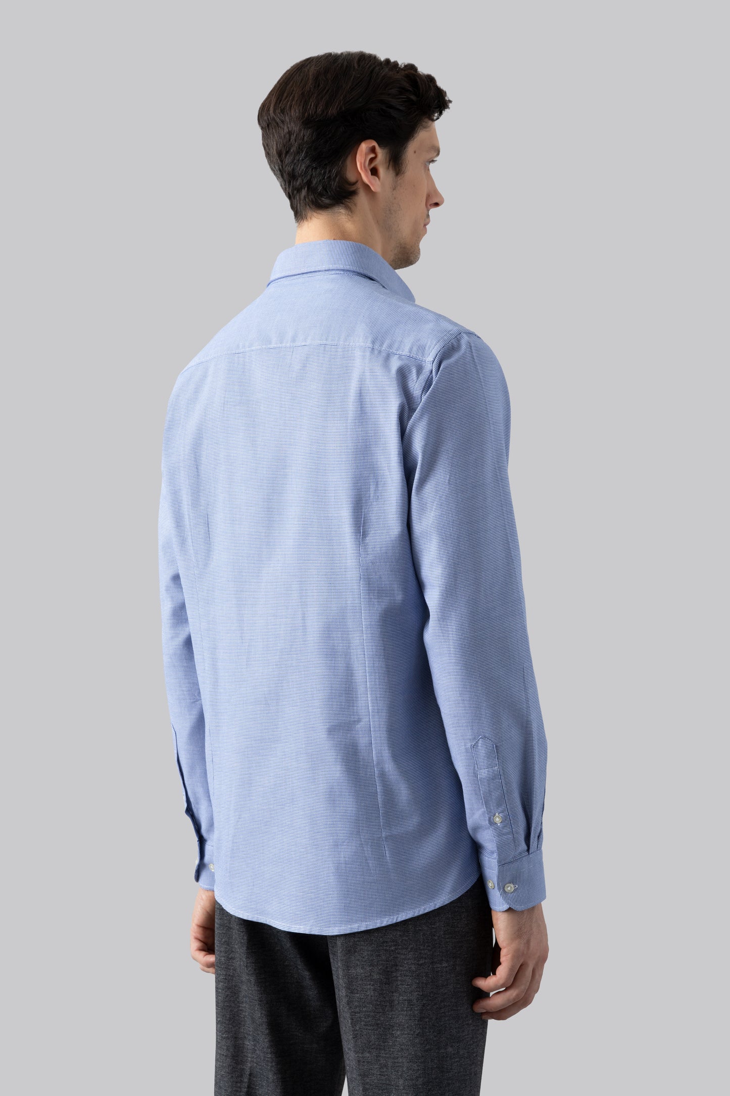 Camicia in cotone jacquard fantasia geometrica