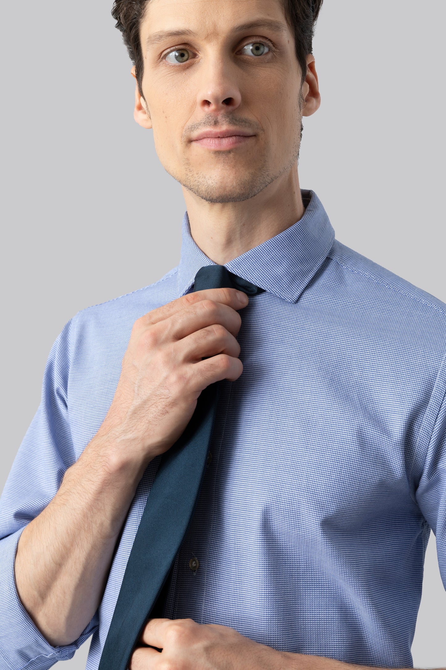 Camicia in cotone jacquard fantasia geometrica