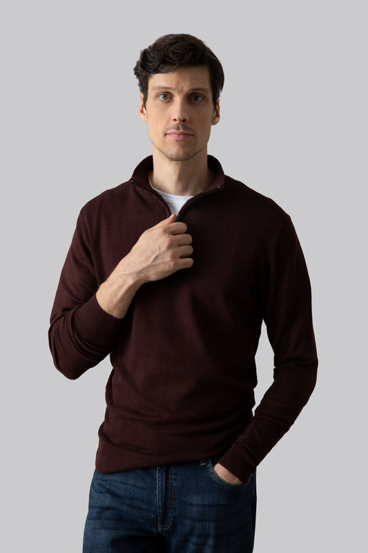 Maglia mezza zip con punto jacquard