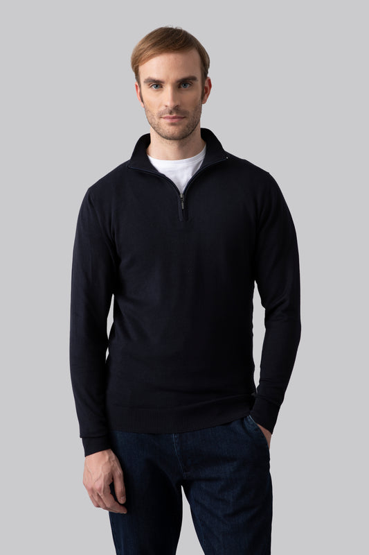 Half-zip sweater with jacquard stitch