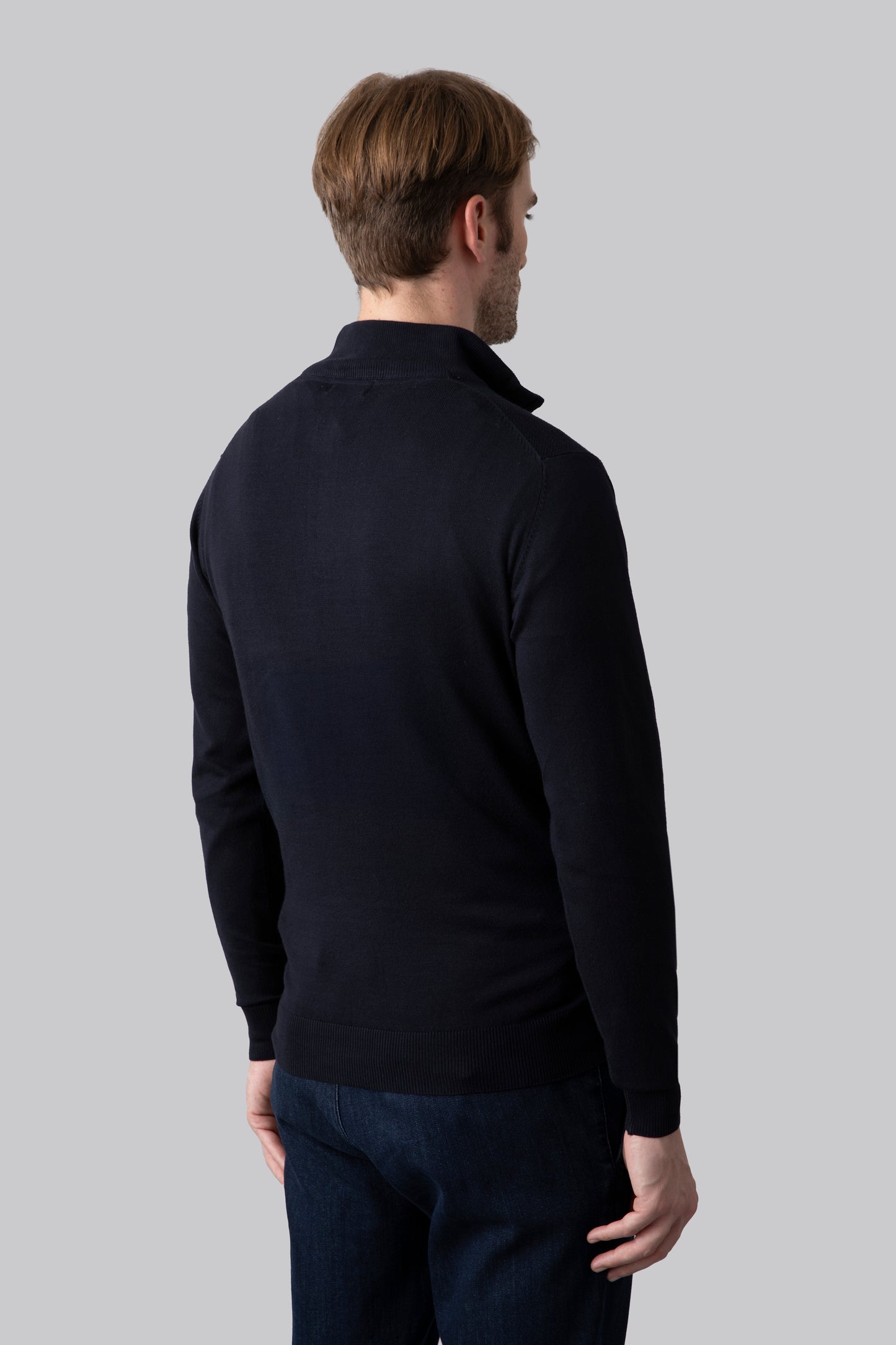 Half-zip sweater with jacquard stitch