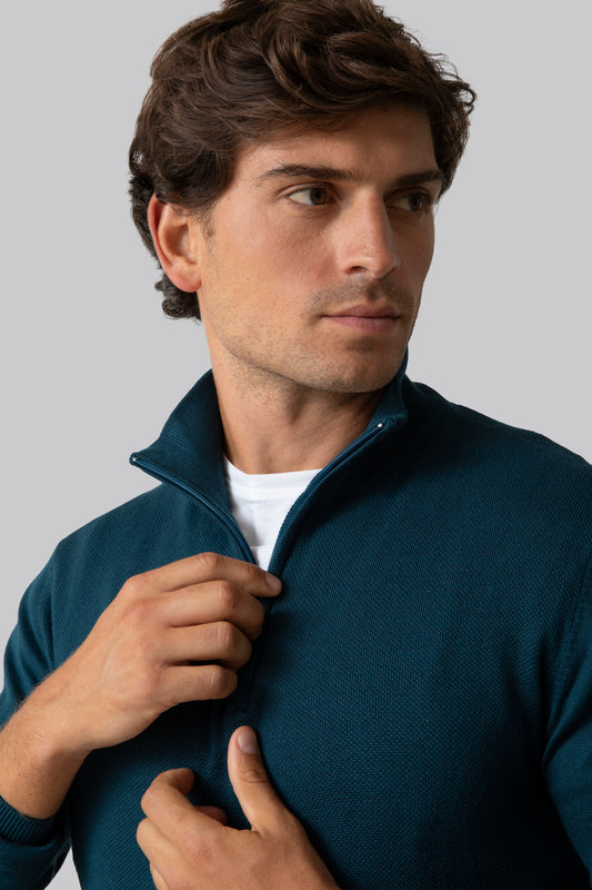 Maglia mezza zip con punto jacquard