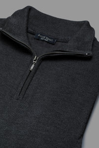 Maglia mezza zip con punto jacquard