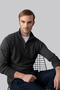 Maglia mezza zip con punto jacquard