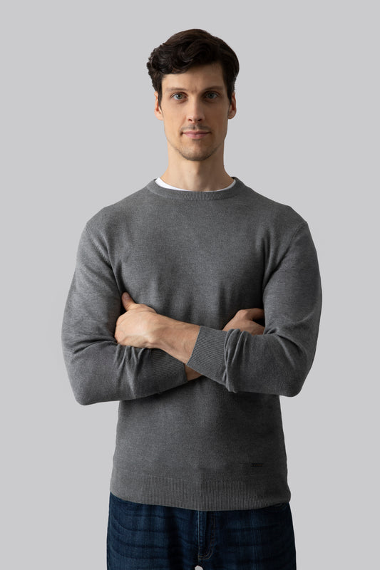 Maglia girocollo con punto jacquard
