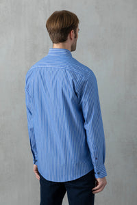 Camicia button down in popeline fantasia rigata di cotone