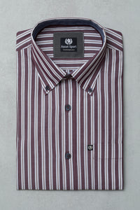 Camicia button down in popeline fantasia rigata multicolore