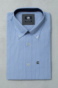 Camicia button down in popeline fantasia rigata di cotone