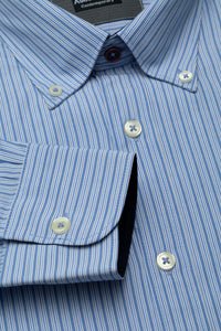 Camicia button down in popeline fantasia rigata di cotone