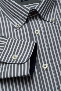 Camicia button down in popeline fantasia riga media di cotone