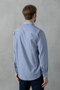 Camicia button down in popeline fantasia rigata di cotone