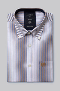 Camicia button down in popeline rigato di cotone