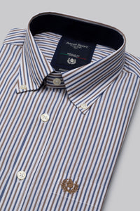 Camicia button down in popeline rigato di cotone