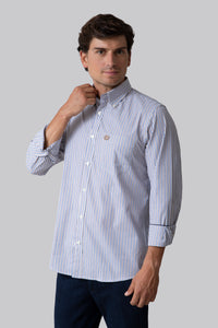 Camicia button down in popeline rigato di cotone