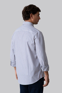 Camicia button down in popeline rigato di cotone