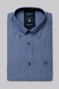 Camicia button down in popeline di cotone micro riga