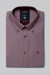 Camicia button down in popeline di cotone micro riga
