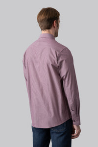 Camicia button down in popeline di cotone micro riga