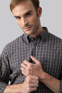 Camicia button down in popeline di cotone con motivo a quadri