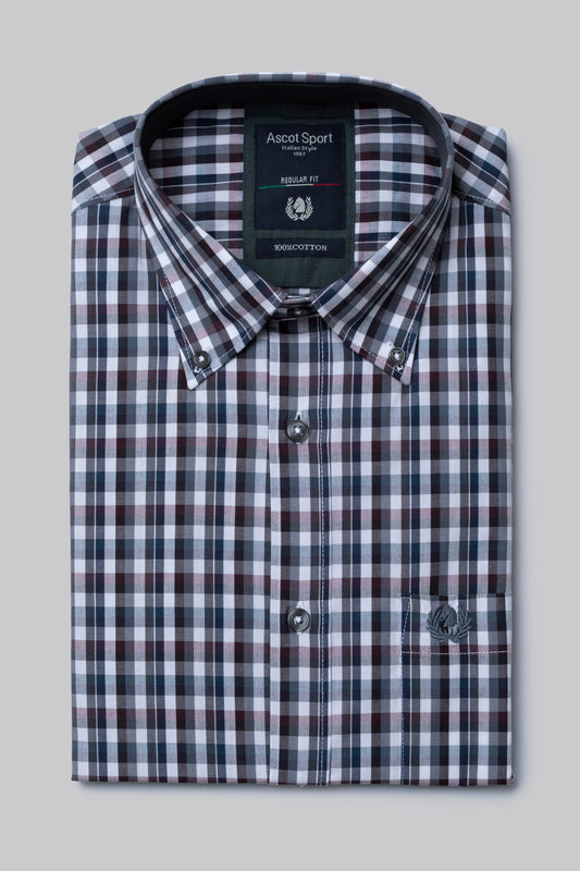 Camicia button down con motivo a quadri multicolore