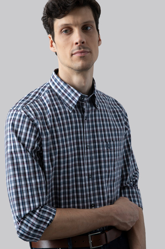 Camicia button down con motivo a quadri multicolore