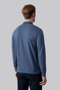 Polo manica lunga in cotone suede