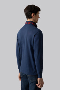 Polo manica lunga in cotone suede