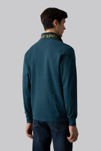 Polo manica lunga in cotone suede