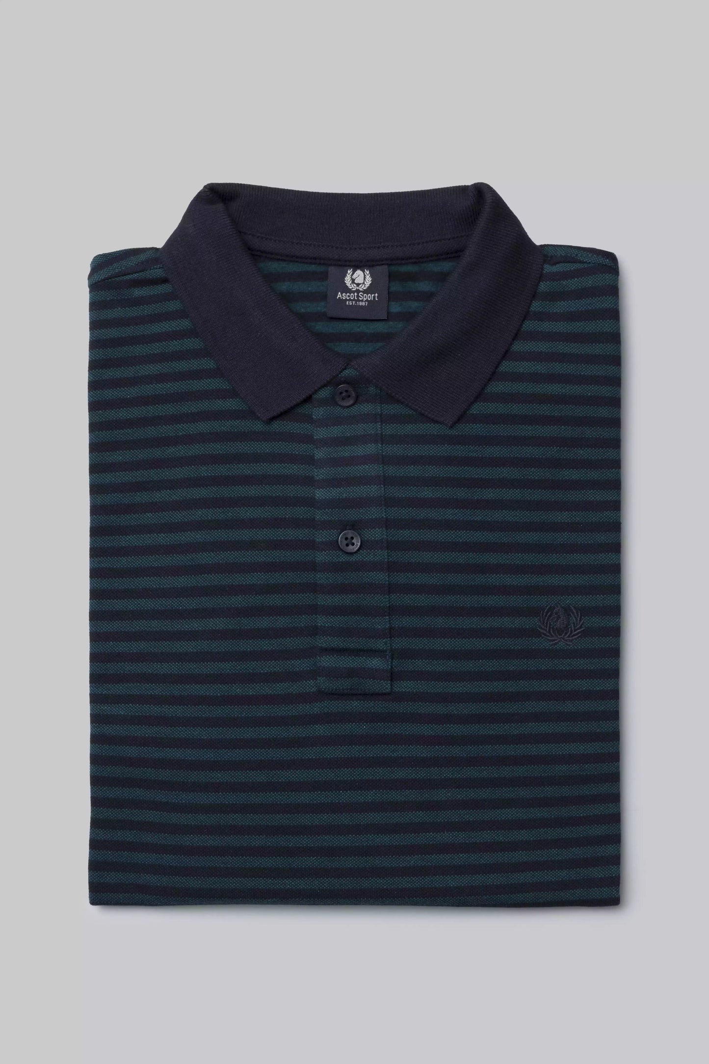 Polo Manica Lunga micro riga con collo e polsi a contrasto