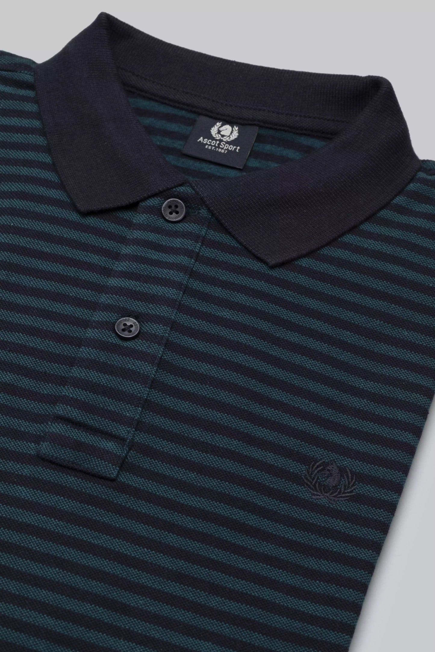 Polo Manica Lunga micro riga con collo e polsi a contrasto