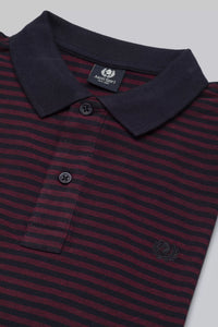 Polo Manica Lunga micro riga con collo e polsi a contrasto
