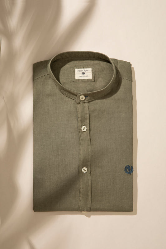 Camicia collo coreano in 100% puro lino