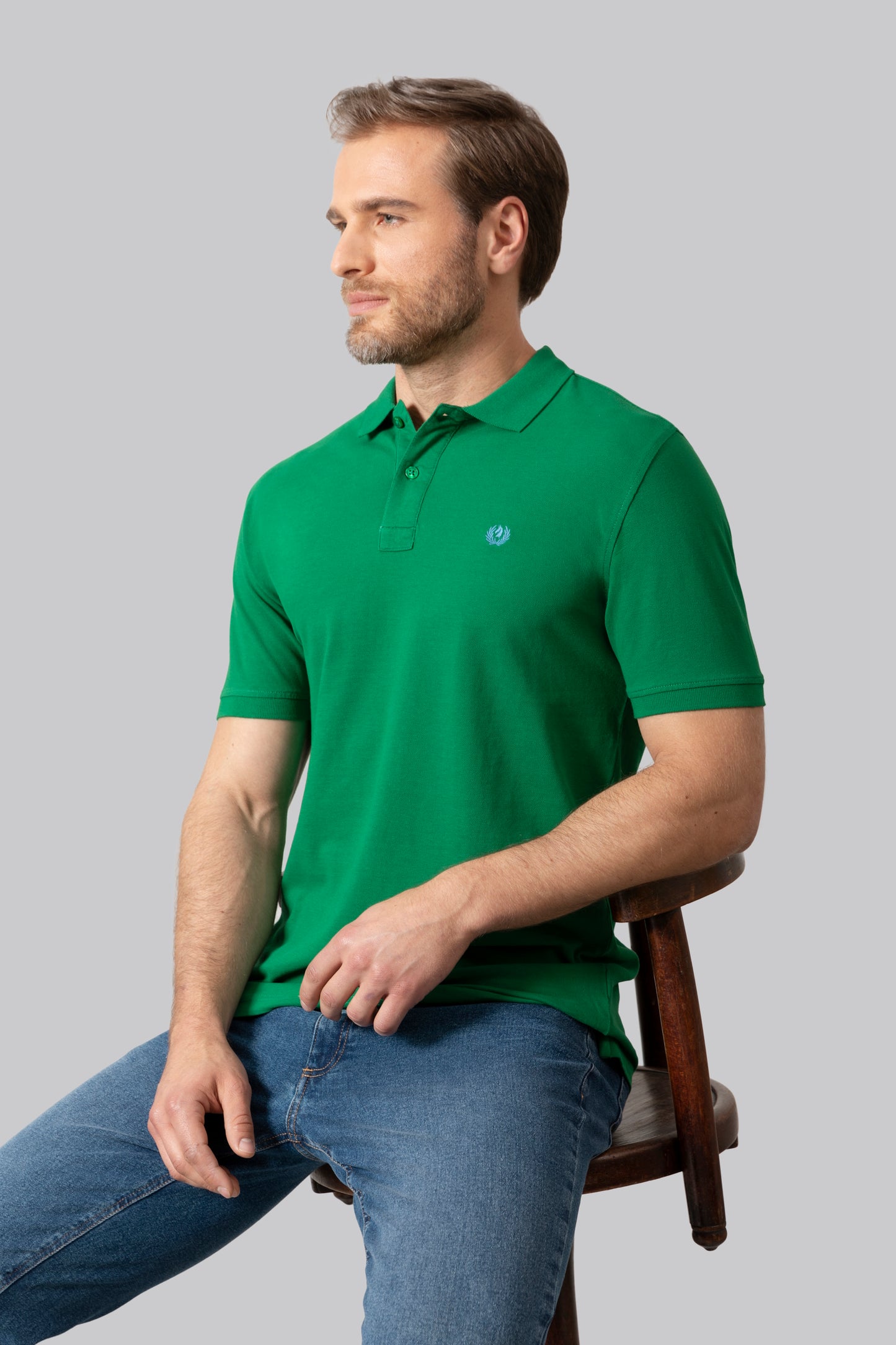 Polo manica corta 100% cotone piquet con logo a contrasto