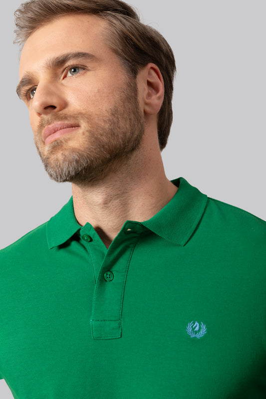 Polo manica corta 100% cotone piquet con logo a contrasto