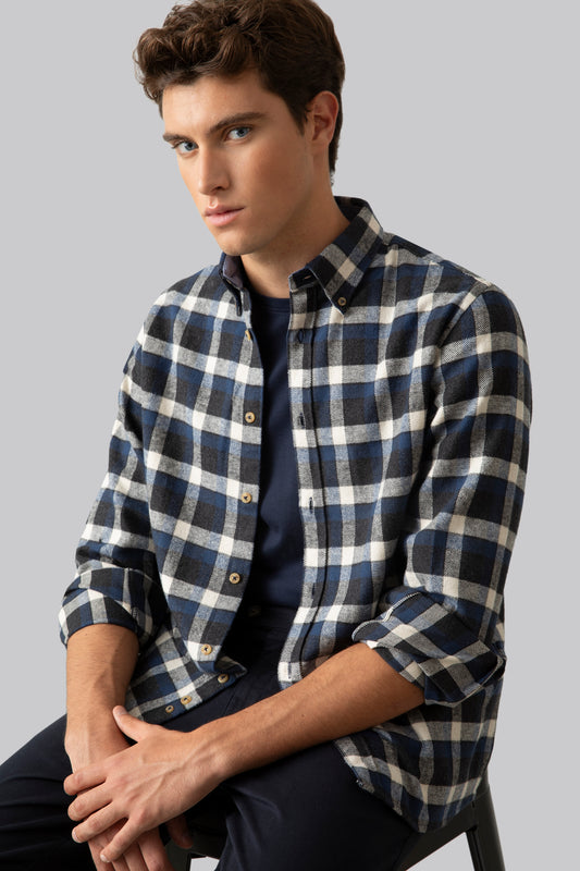 Camicia a quadri in flanella pesante di cotone