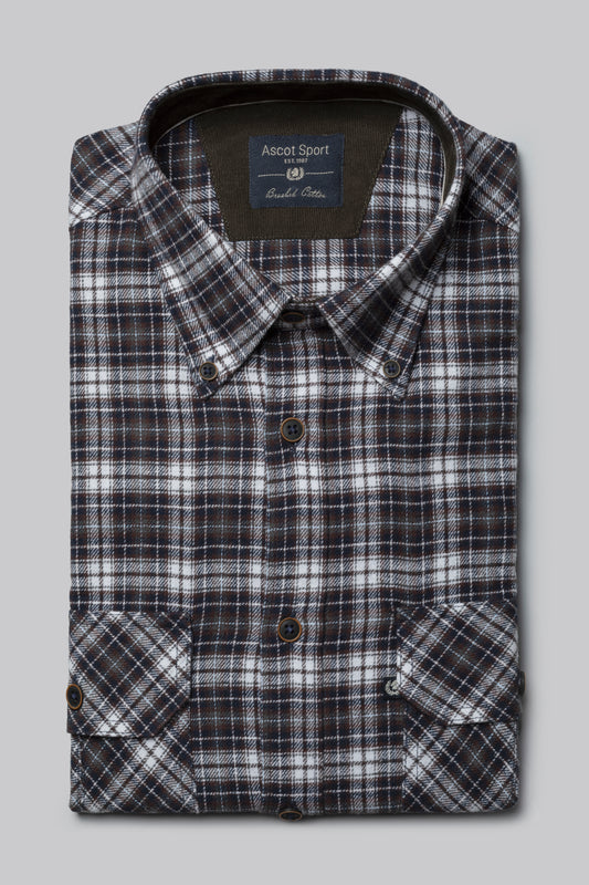 Camicia con tasche applicate in flanella pesante