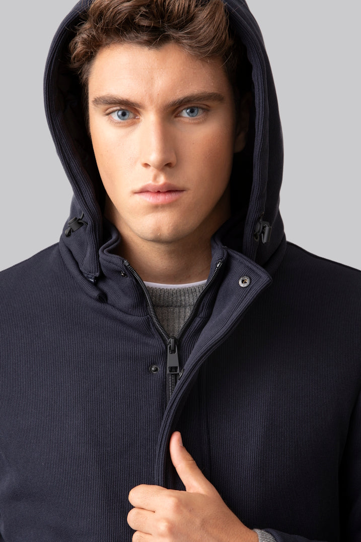 Giubbotto tipo parka imbottito in tessuto effetto maglia