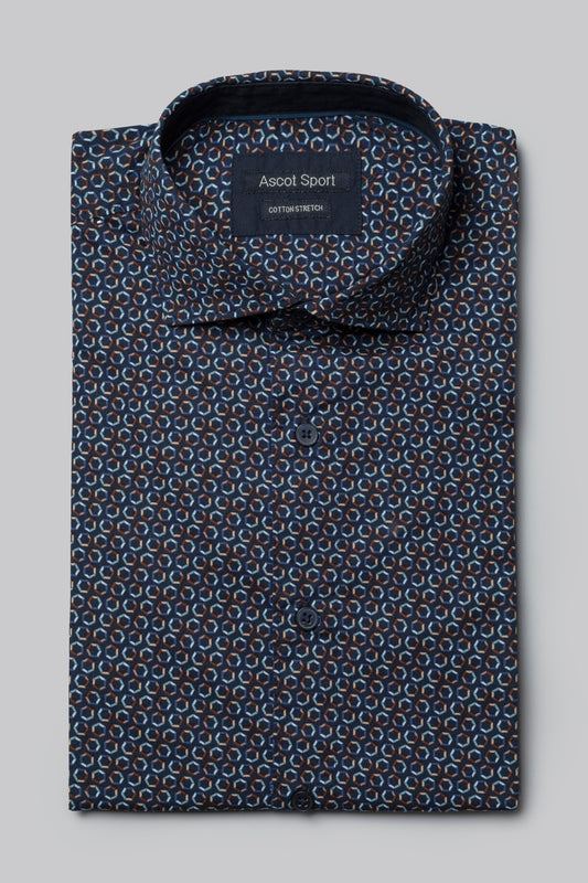 Camicia stretch con stampa geometrica