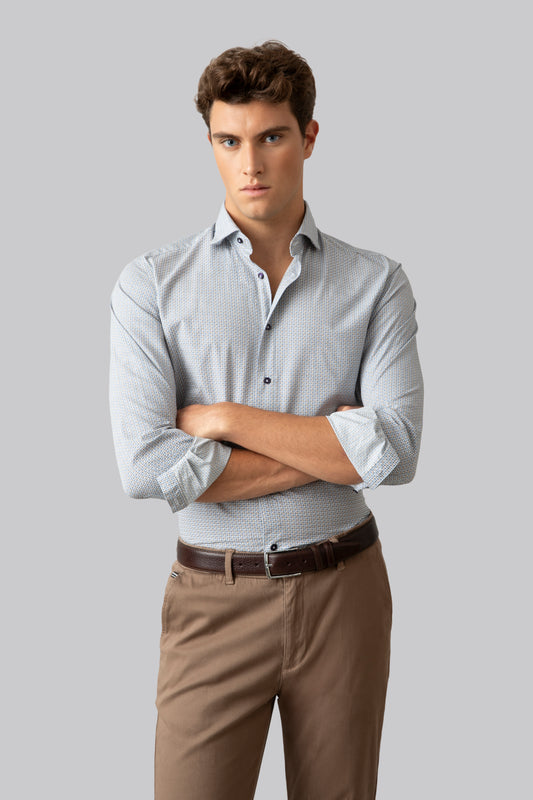 Camicia 100% cotone stampa micro geometrico