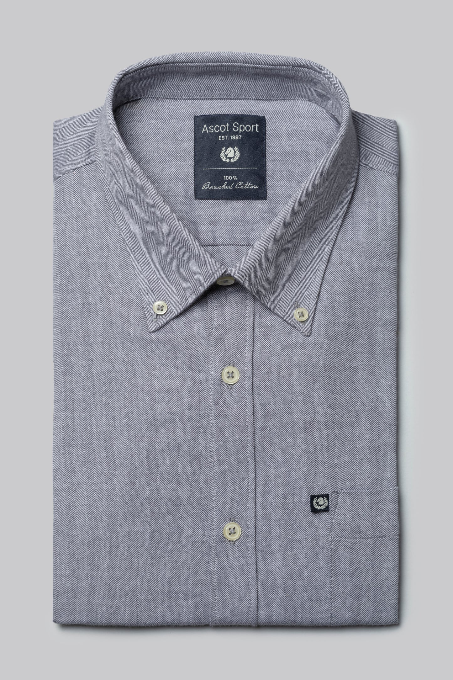 Camicia button down in flanella di cotone spigata
