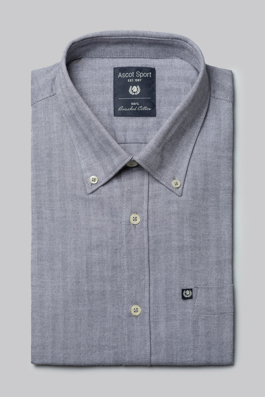 Camicia button down in flanella di cotone spigata