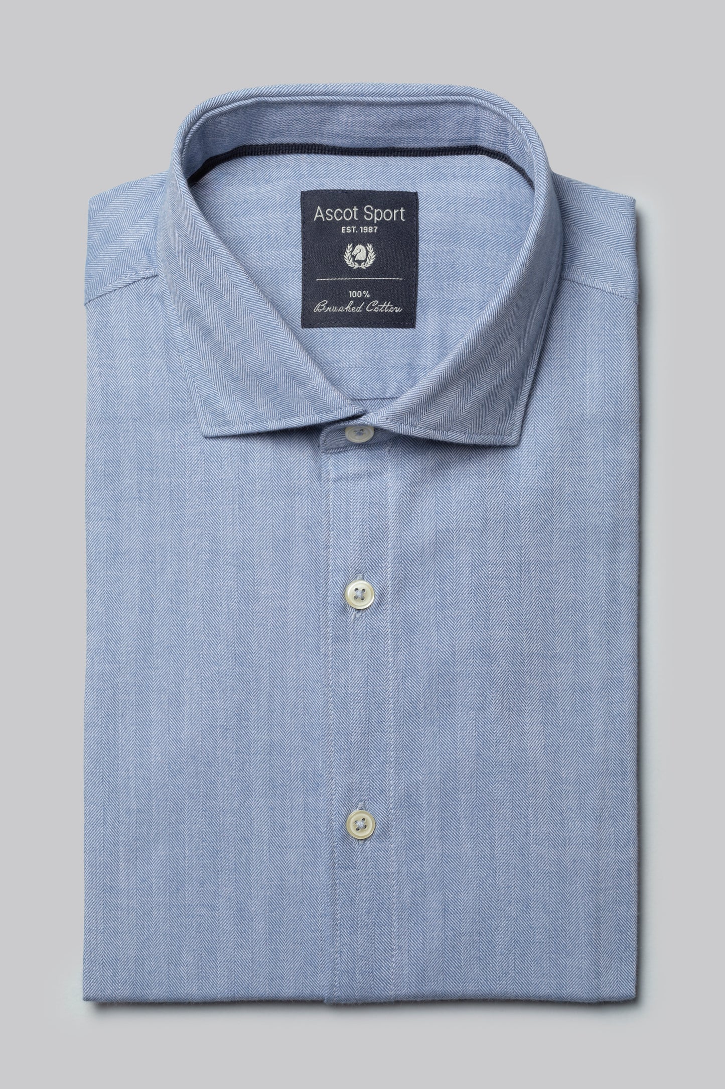 Camicia collo classico in flanella di cotone spigata